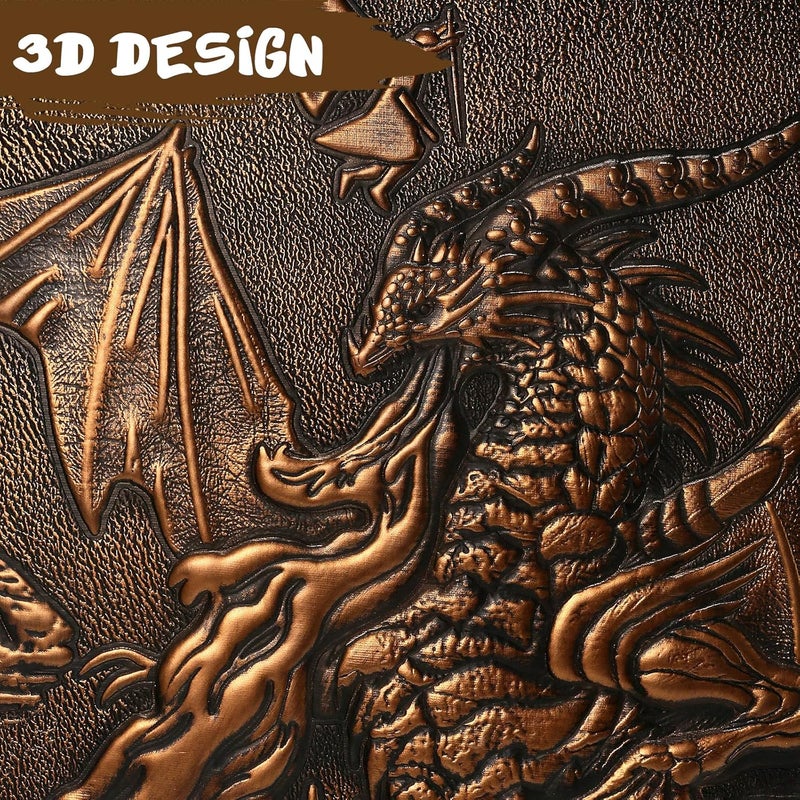 DNDND DM Screen 3D Faux-Leather Embossed Dragon with Four-Panel Pockets, DND Master Screen with Gorgeous Gift Flet Case for D&D Dungeons and Dragon Tabletop Game (Copper) - Image 4